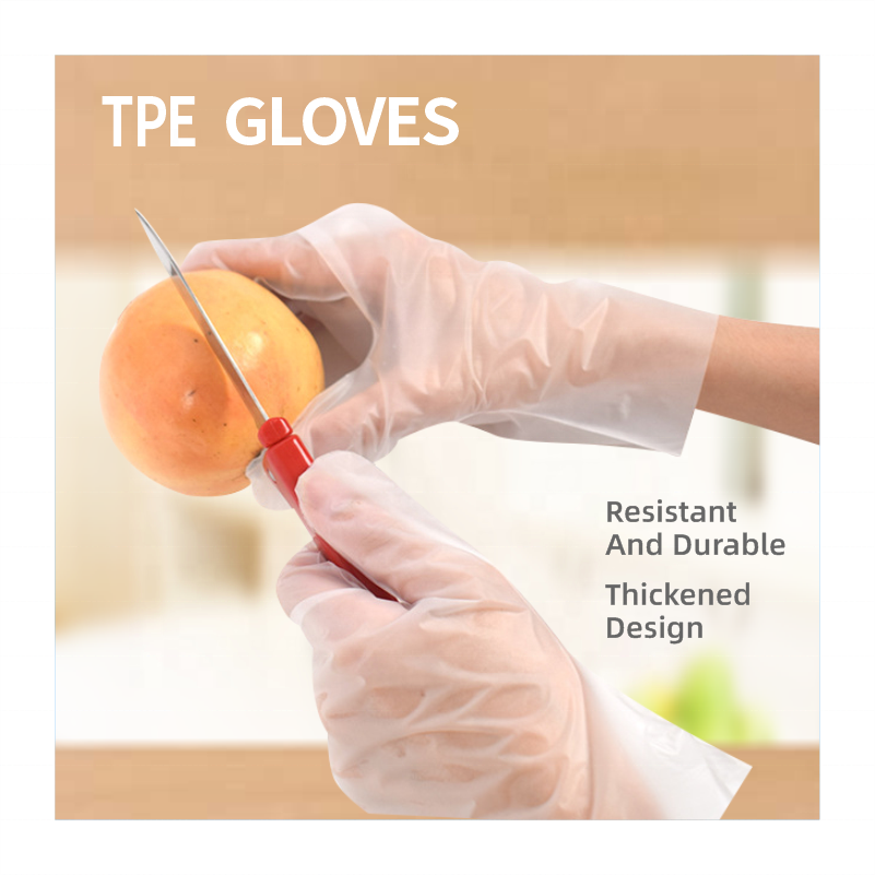 Durable food-grade household catering kitchen baking disposable TPE thickened gloves 100 pieces