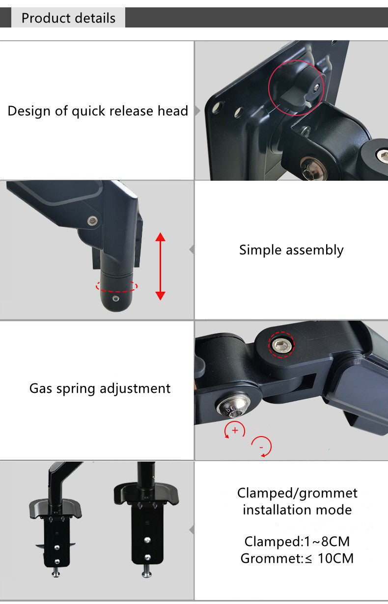 Computer screen with C-clip 100*100 LED dual monitor arm mounting desktop stand suitable for 10"-32"