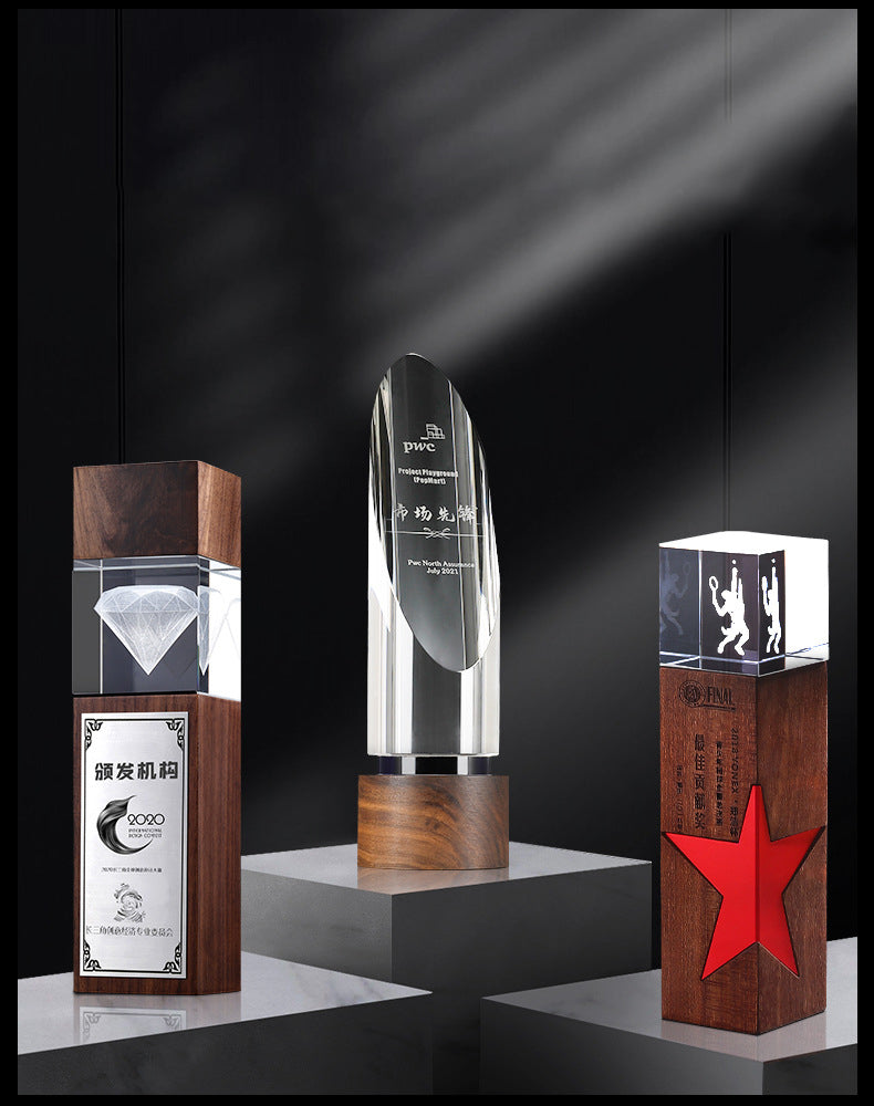 High-quality creative classic high-quality customized solid wood crystal trophy award ceremony trophy