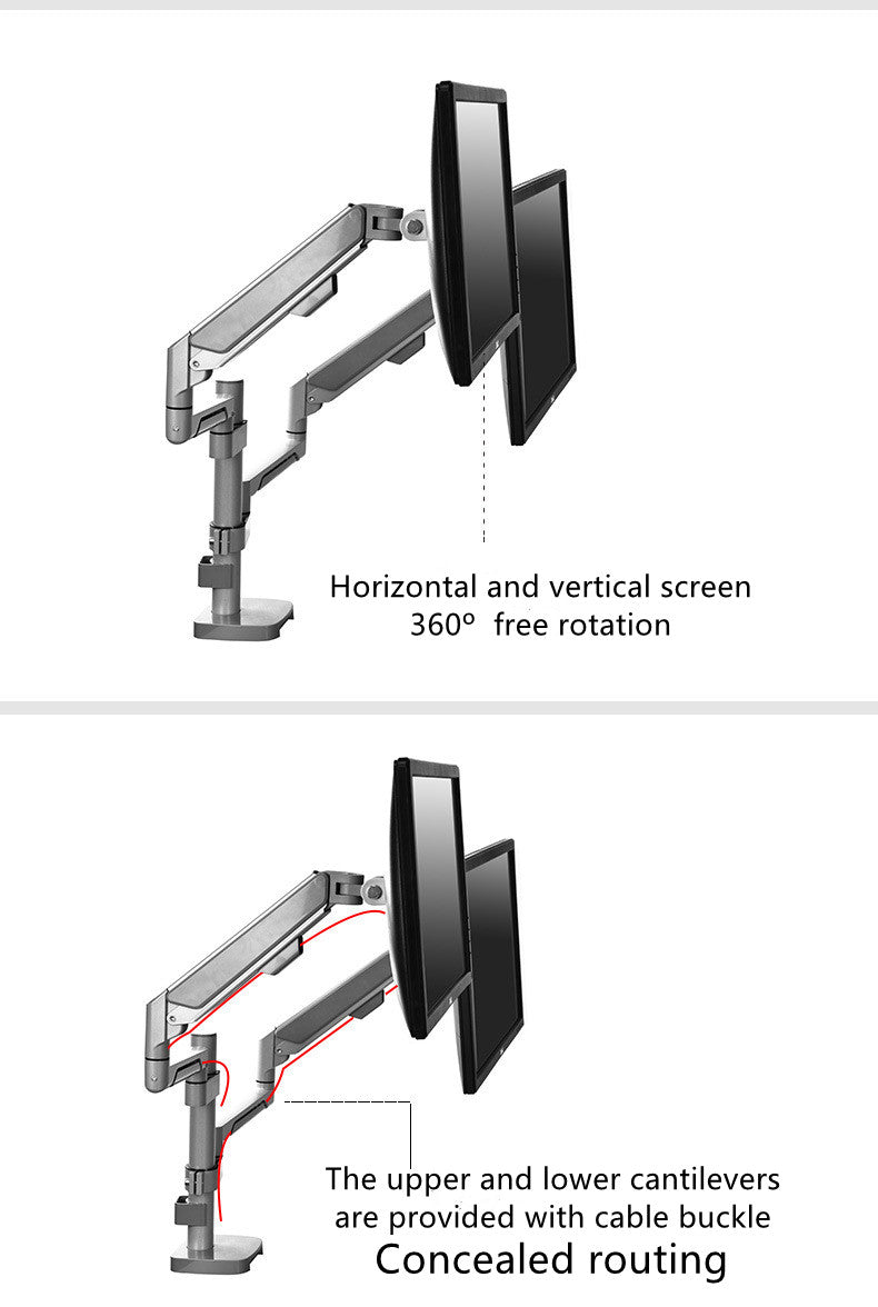 Computer screen with C-clip 100*100 LED dual monitor arm mounting desktop stand suitable for 10"-32"