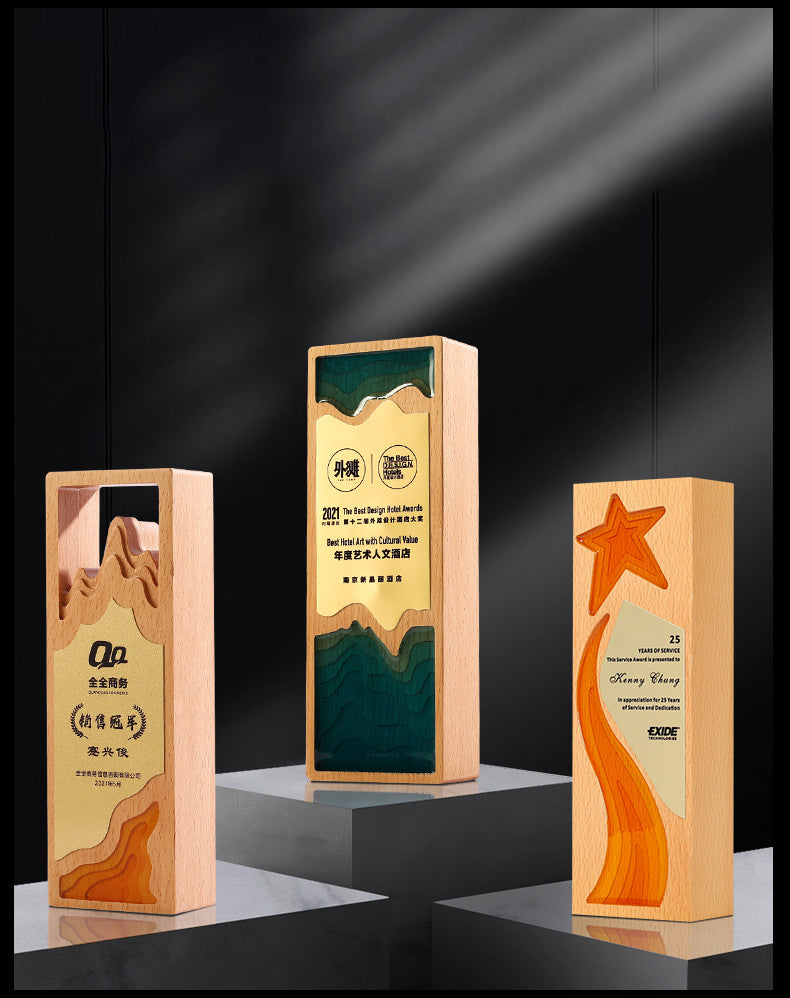 High-quality creative classic high-quality customized solid wood crystal trophy award ceremony trophy