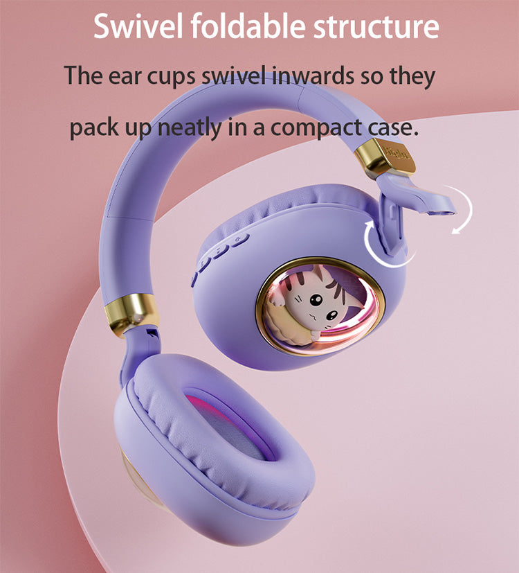 可愛卡通發光寵物頭戴式藍牙耳機 B4無線藍牙耳機