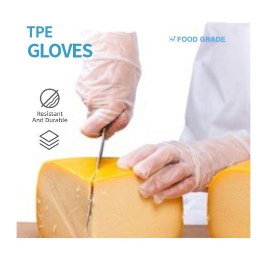 Durable food-grade household catering kitchen baking disposable TPE thickened gloves 100 pieces