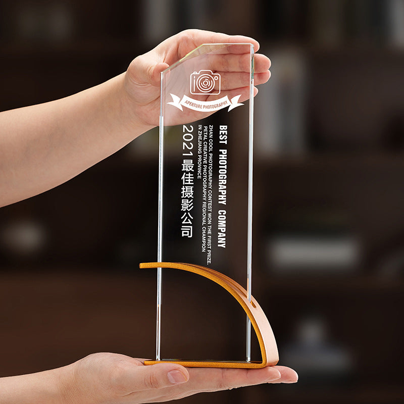 定制刻字水晶金屬獎杯裝飾活動頒獎榮譽水晶獎杯