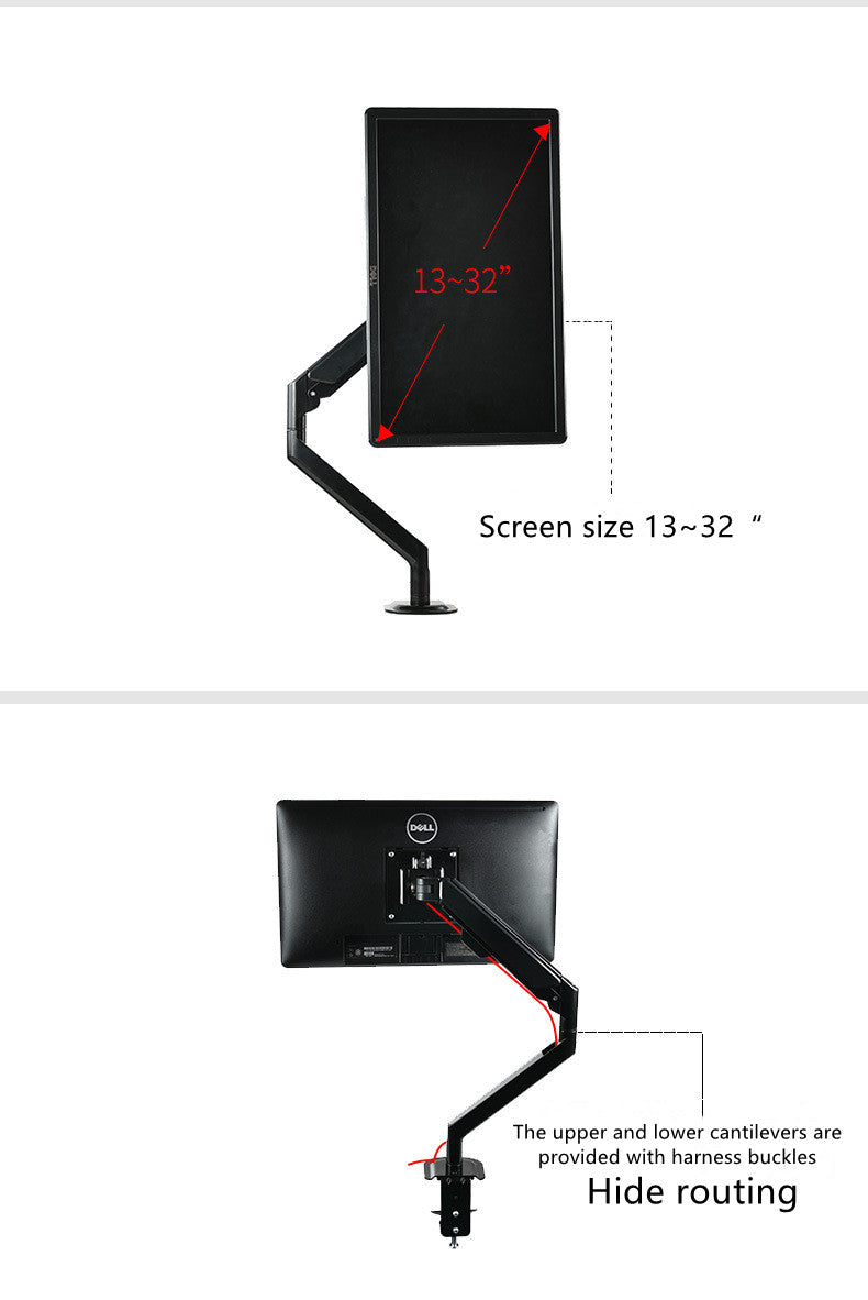 適用於 13"-27" 電腦屏幕，帶 C 型夾 100*100 液晶顯示器單臂安裝桌面支架