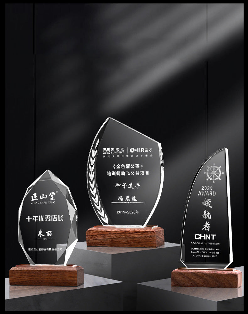 High-quality creative classic high-quality customized solid wood crystal trophy award ceremony trophy