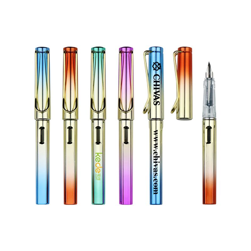 Promotional elegant plastic fountain pen LOGO printing with ink bag