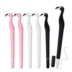 Promotional cute flamingo shape soft plastic children's gift gel pen with customized LOGO