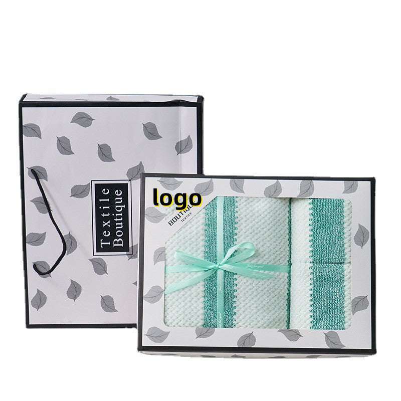 Logo customized coral velvet towel and bath towel gift box set