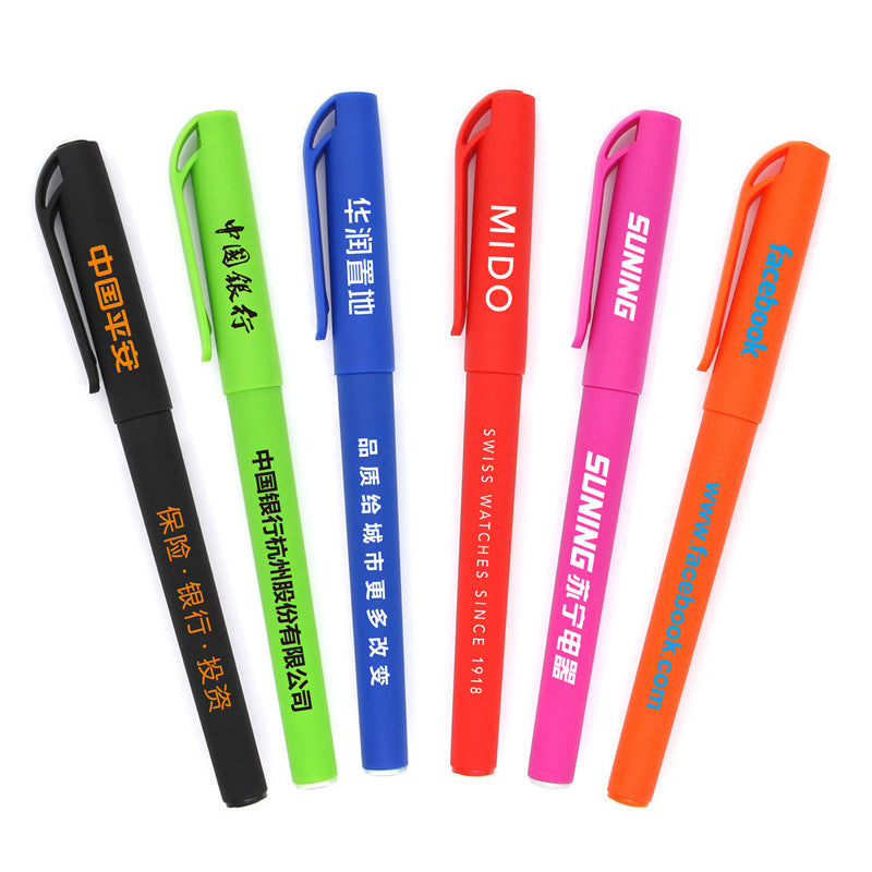 Customized rubber multi-color plastic gel ink pen with printable LOGO