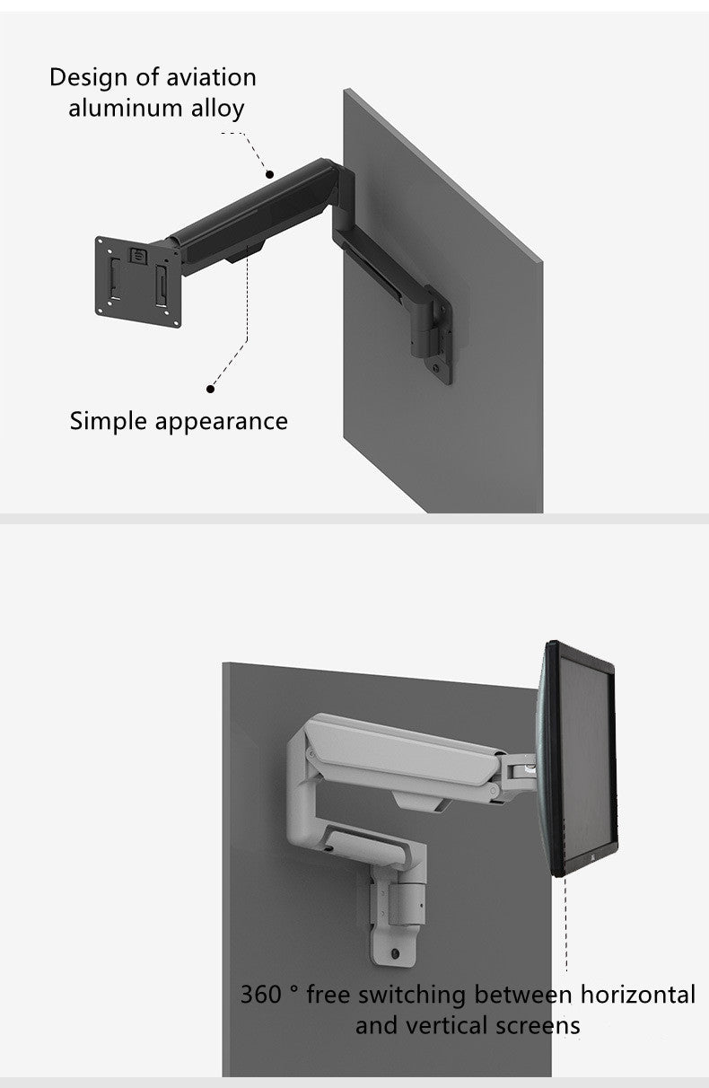 SH-W2-WALL VESA 100x100 Air Spring Fully Dynamic Height Adjustable Unique LCD Monitor Arm Wall Mount Bracket