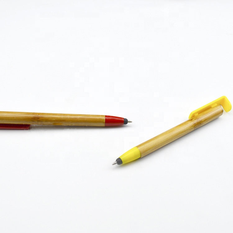 促銷LOGO定制 禮品環保竹筆帶手寫筆和手機支架