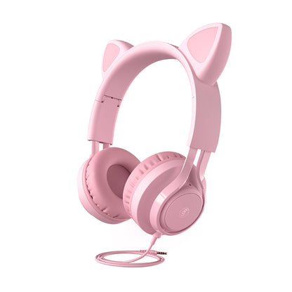 Cute Cat Ears Children's Microphone Line Control Headphones Online Class Headphones EP08