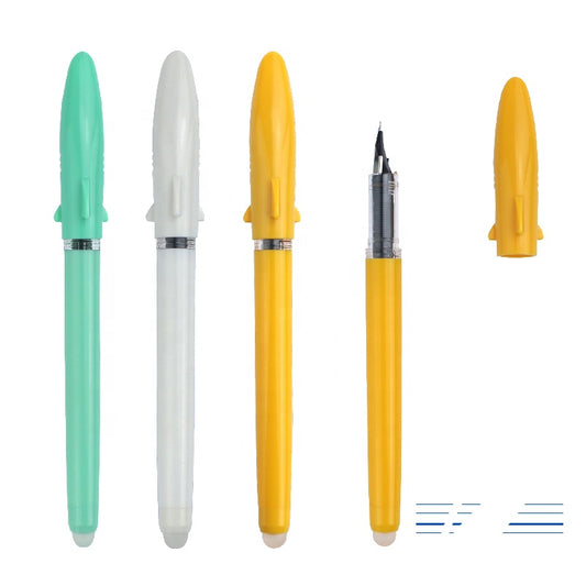 Customized colored fountain pen nib plastic erasable independent liquid ink refill gel pen with logo