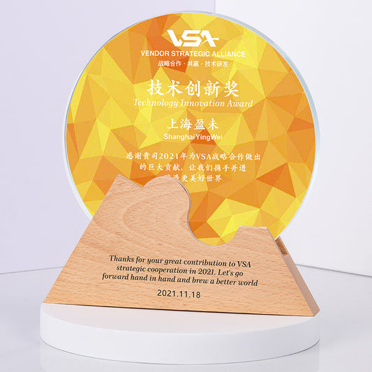 Solid wood crystal new product trophy award crystal commemorative trophy