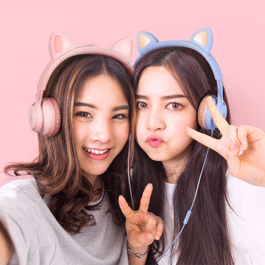 Cute Cat Ears Children's Microphone Line Control Headphones Online Class Headphones EP08