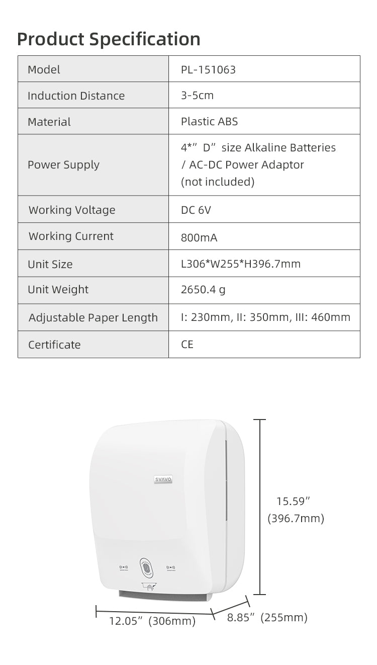 PL-151063 Commercial luxury shopping mall bathroom punch-free large-capacity wall-mounted automatic large roll paper towel holder