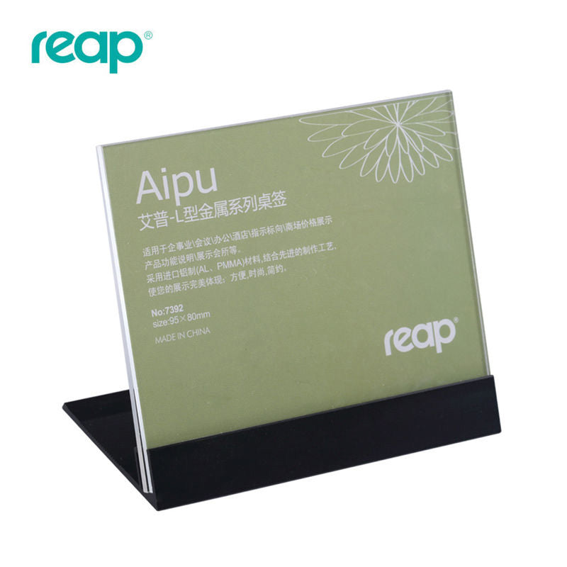 Reap aluminum alloy transparent table card L-shaped display stand