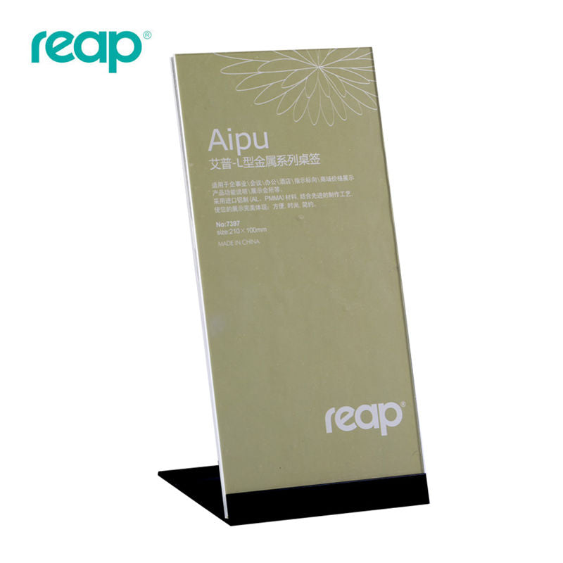 Reap aluminum alloy transparent table card L-shaped display stand