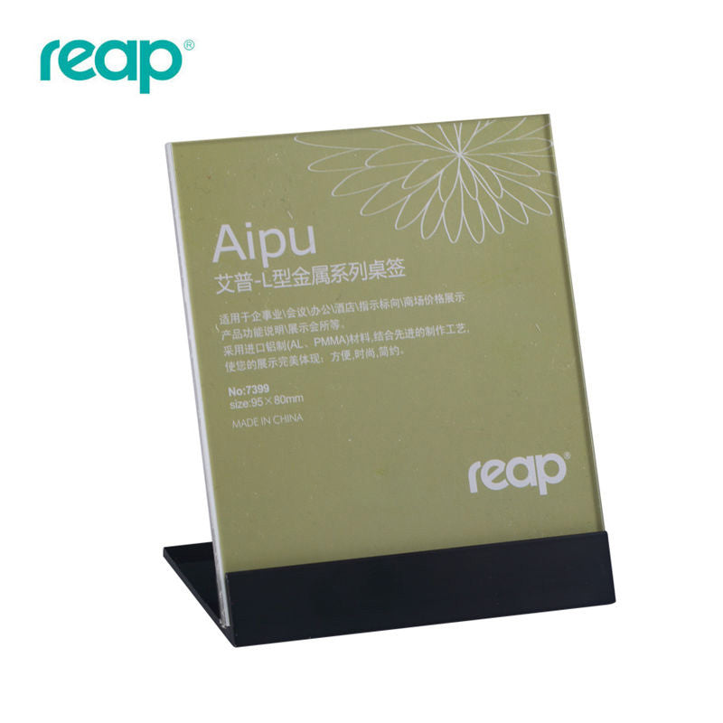 Reap aluminum alloy transparent table card L-shaped display stand