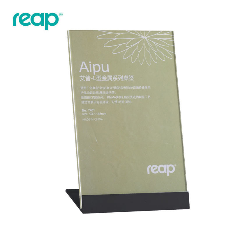 Reap aluminum alloy transparent table card L-shaped display stand