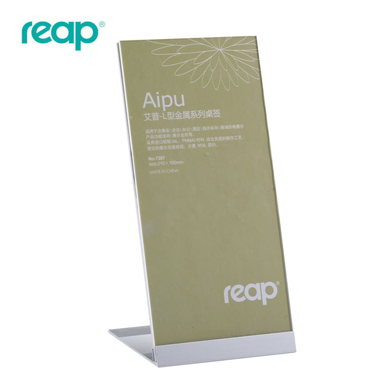 Reap aluminum alloy transparent table card L-shaped display stand