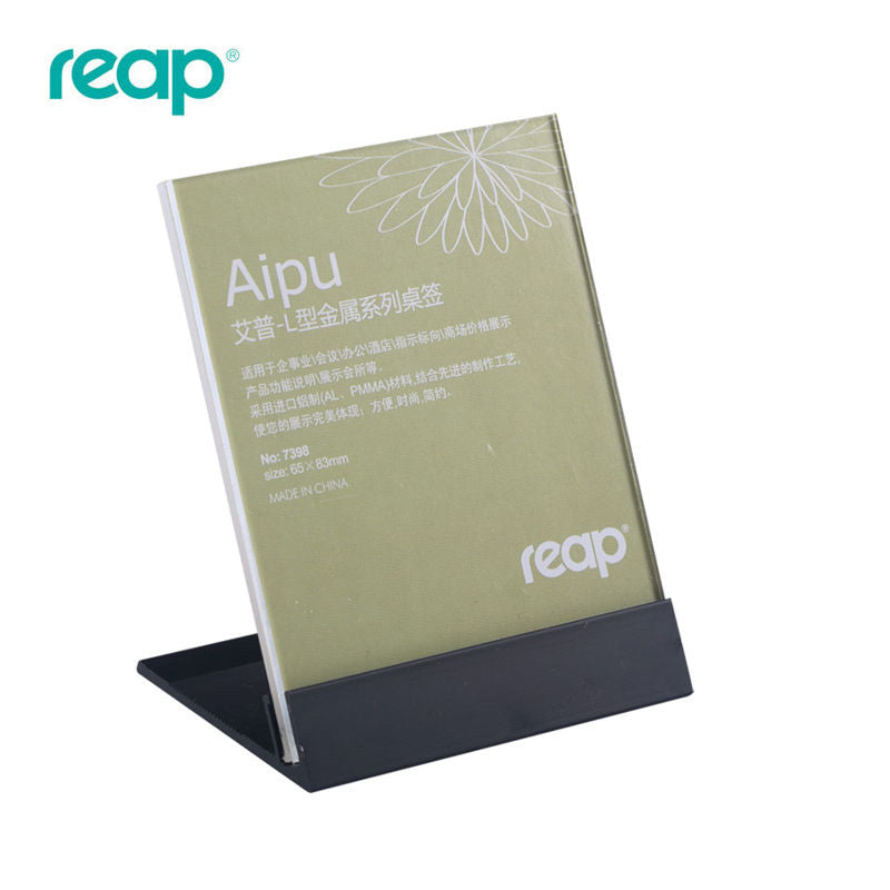 Reap aluminum alloy transparent table card L-shaped display stand