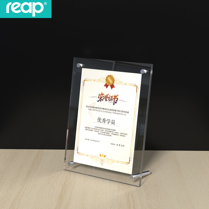 Reap A4/A5 L-shaped transparent acrylic desktop display board