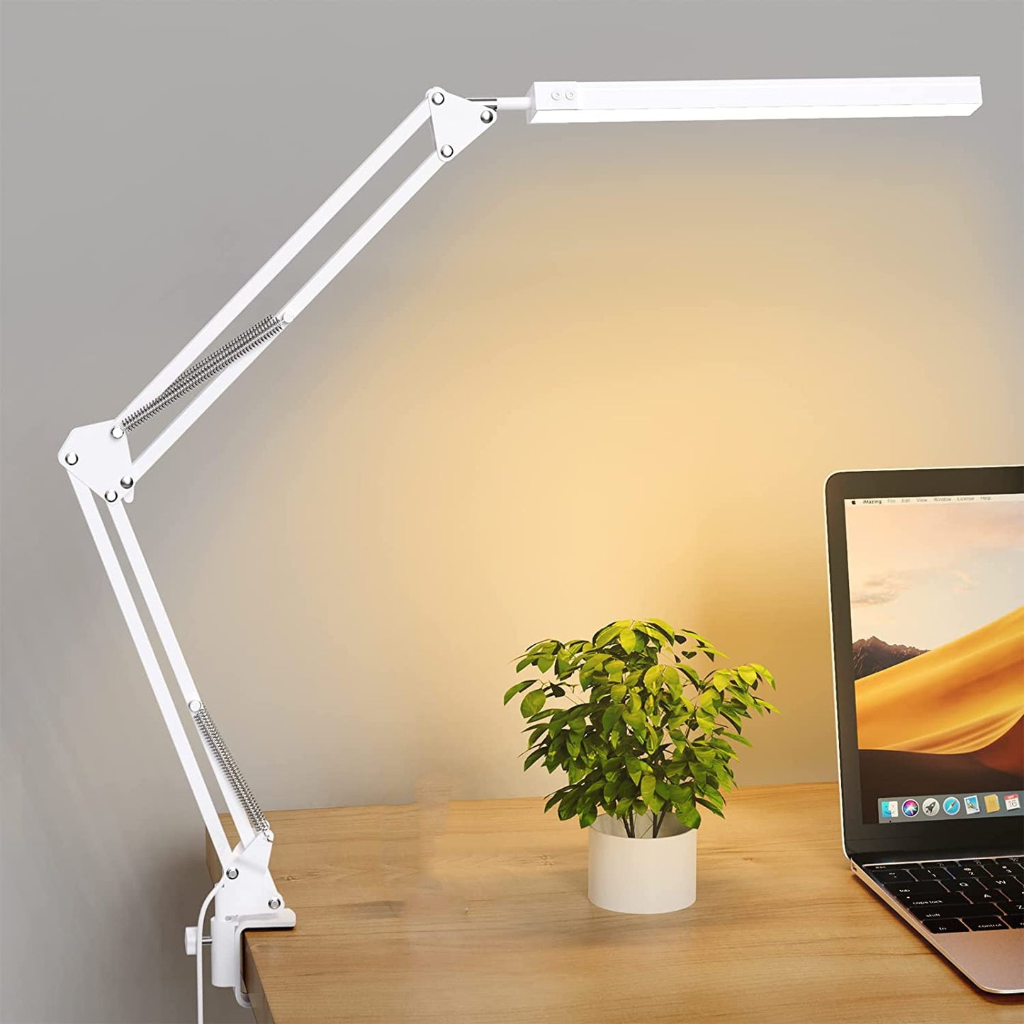 LED eye protection long arm table lamp three-tone lighting bedroom reading study long arm lamp work beauty folding arm clip lamp