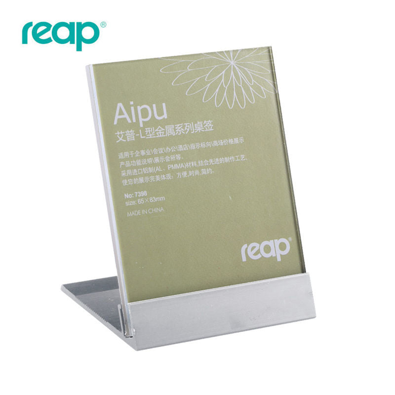 Reap aluminum alloy transparent table card L-shaped display stand