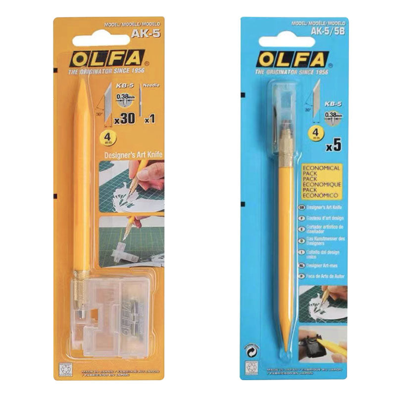 Japan OLFA AK-5/216BY small yellow pen knife rubber stamp model carving knife DIY handbook paper carving KB-5