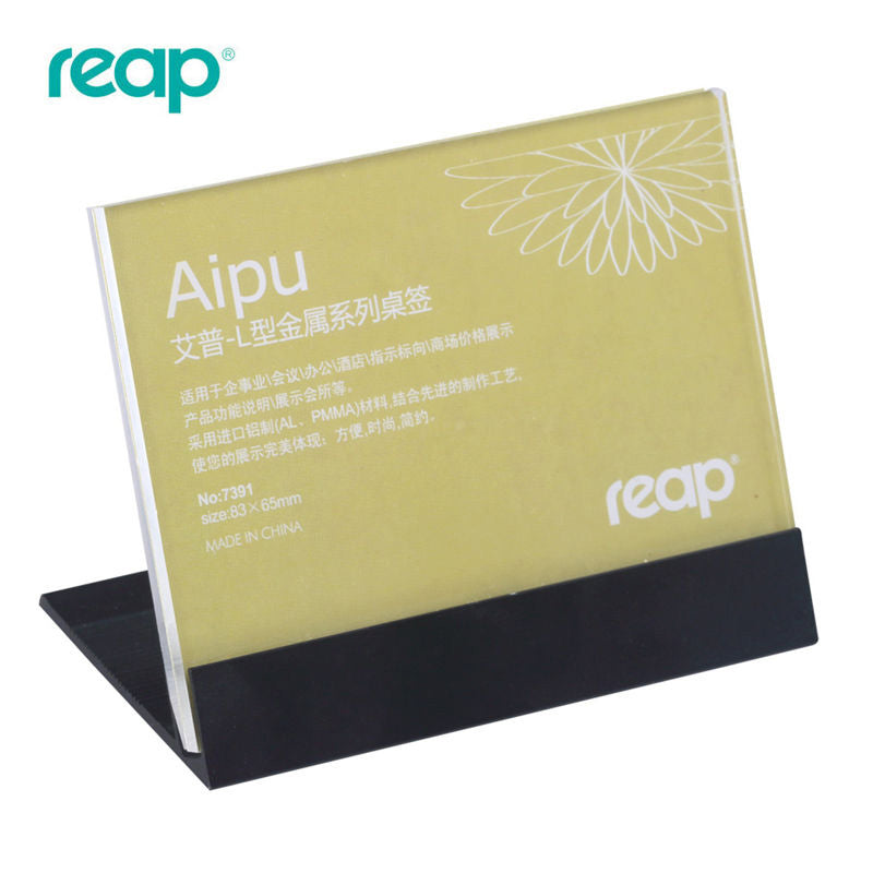 Reap aluminum alloy transparent table card L-shaped display stand