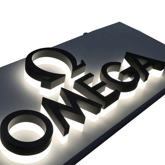 Outdoor 3D custom stainless steel backlit LED logo letters