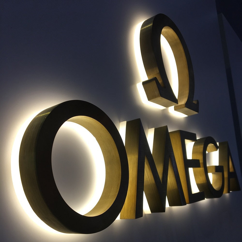 Outdoor 3D custom stainless steel backlit LED logo letters