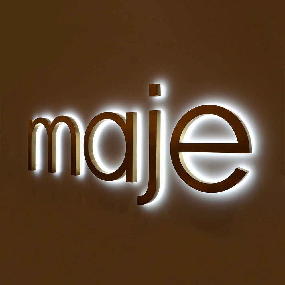 Outdoor 3D custom stainless steel backlit LED logo letters