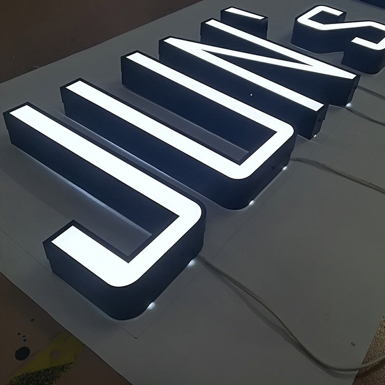 3D Gold Lighting Hotel Supermarket Store Signage