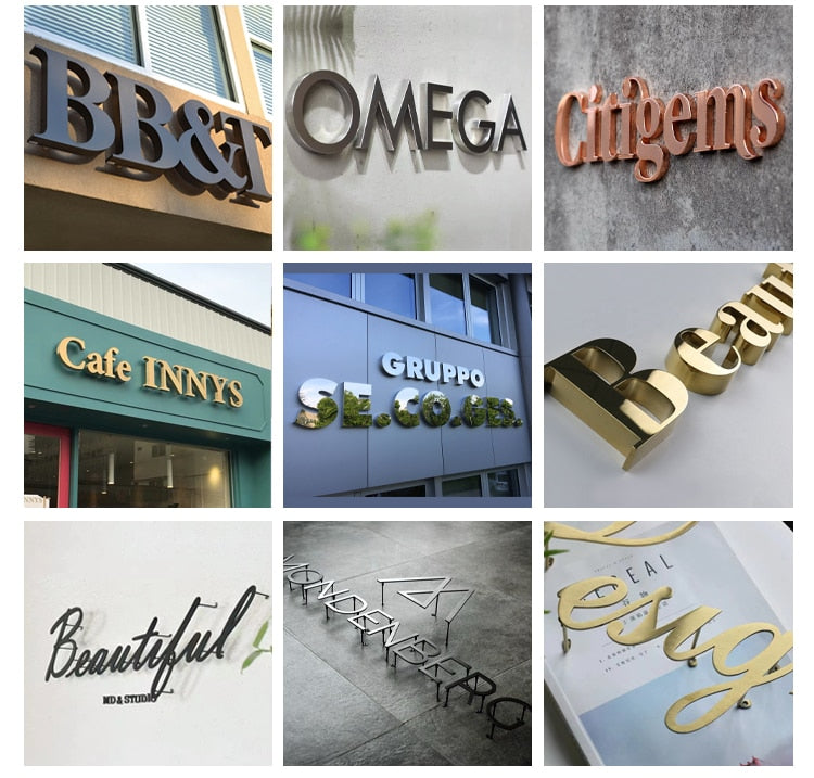 Customized metal logo letters on the wall