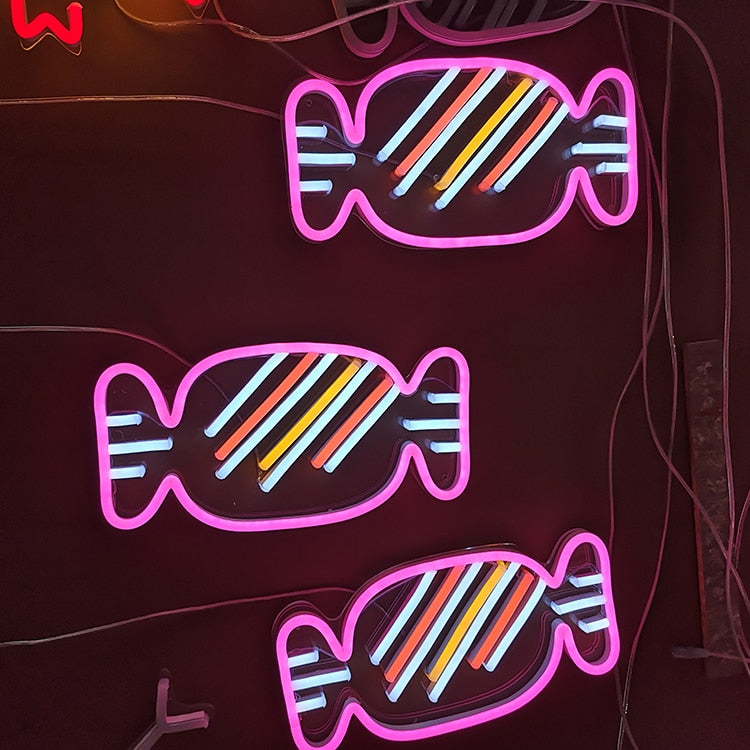 Neon lights for wall decoration, graphic design, neon lights for engagement party