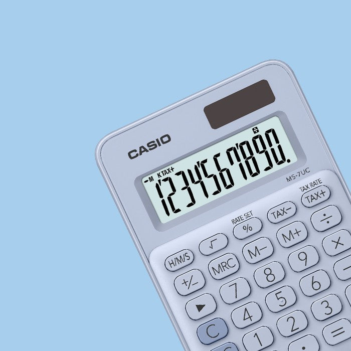 Casio ms-7uc calculator light blue 10-digit colorful series office calculator