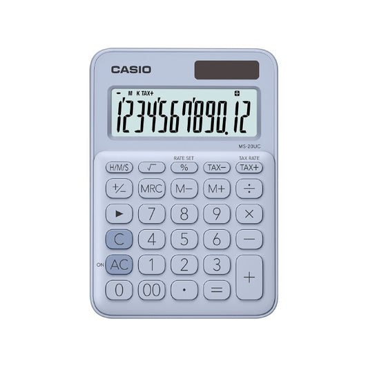 Casio Calculator MS-20UC Light Blue 12-digit Office Series Calculator