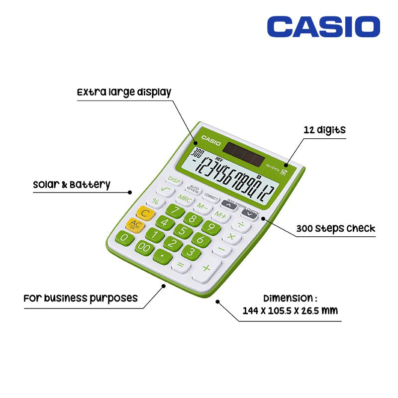 Casio Calculator MJ-12VCB Green Store Trade Calculator 12-digit function