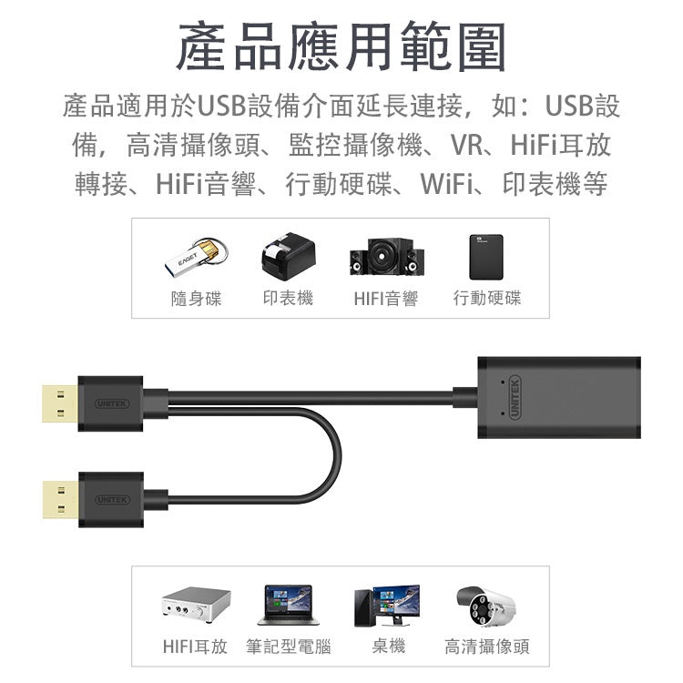 UNITEK USB2.0 signal amplification extension cable 10M (Y-278)