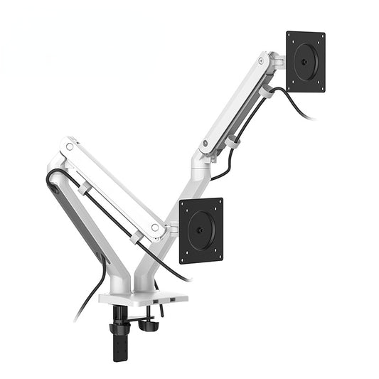 Adjustable monitor rocker gas spring mounted dual monitor computer stand