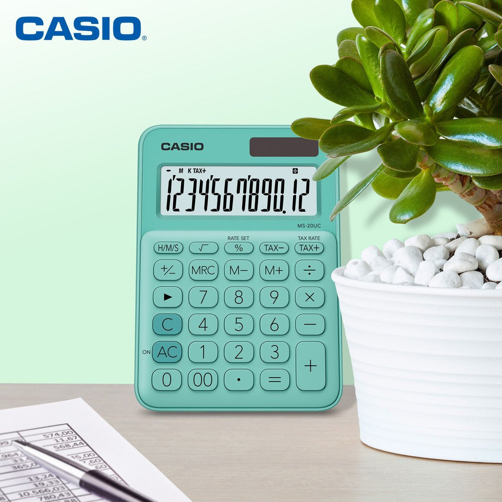 Casio MS-20UC green 12-bit color series office calculator