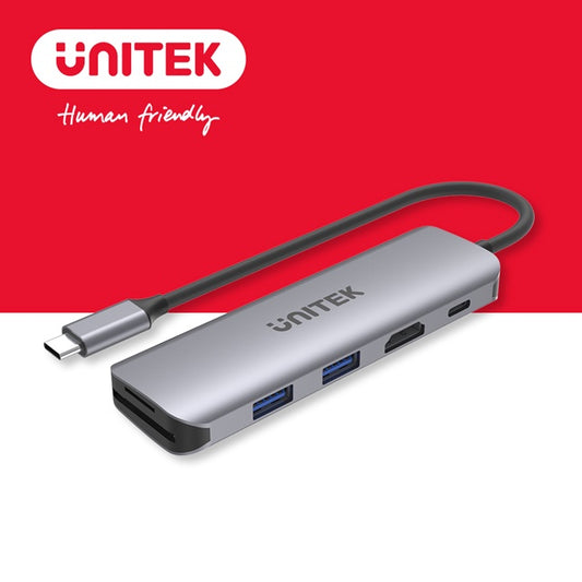 UNITEK aluminum alloy USB-C to HDMI USB-C PD charging card reader USB-A HUB (Y-H1107D)