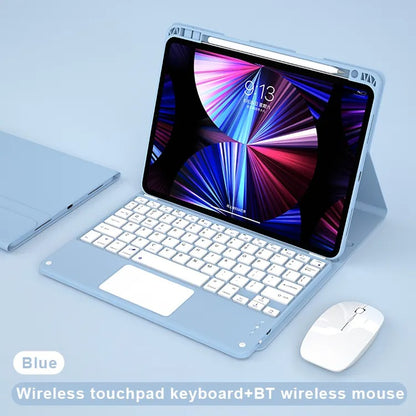 適用 2022 iPad 10 膚感藍牙鍵盤保護套 Pro11/10.2 筆槽觸控鍵盤套 9.7