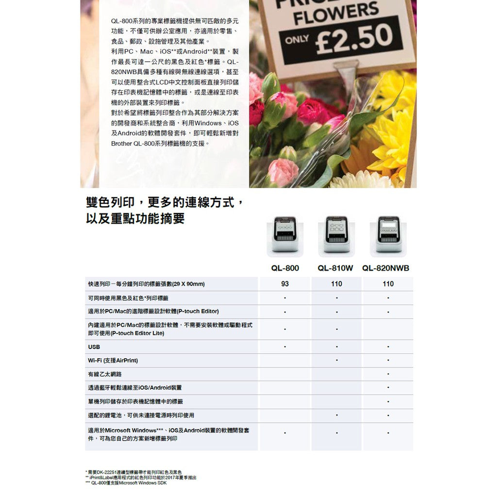 Brother QL-800 超高速商品標示多功能物流管理列印機