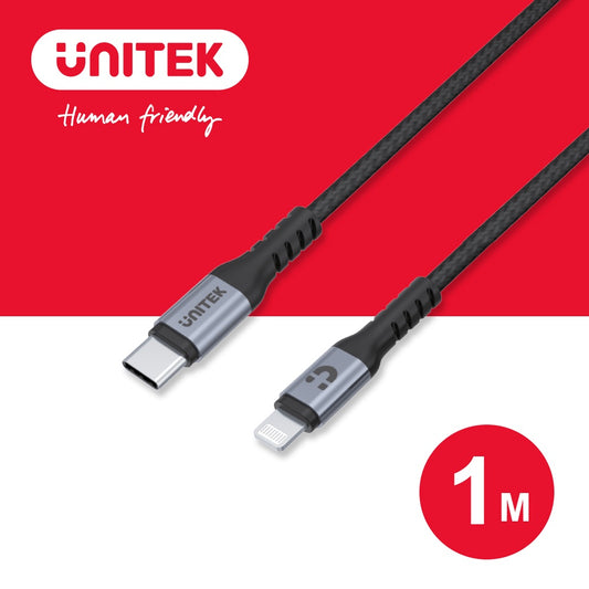 UNITEK MFi certified USB-C to Lightning fast charging transmission cable 1M space gray (Y-C14060GY)