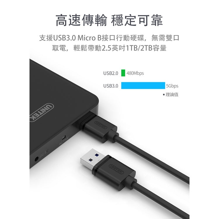 UNITEK USB3.0資料傳輸線(1.5M)黑色(Y-C462GBK)