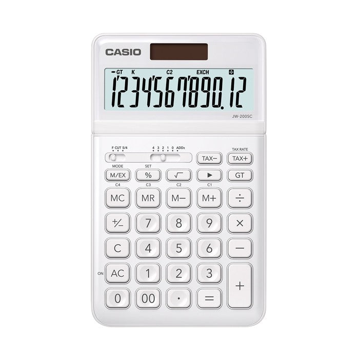 Casio JW-200SC White Fashion Series 12-digit Metal Office Calculator